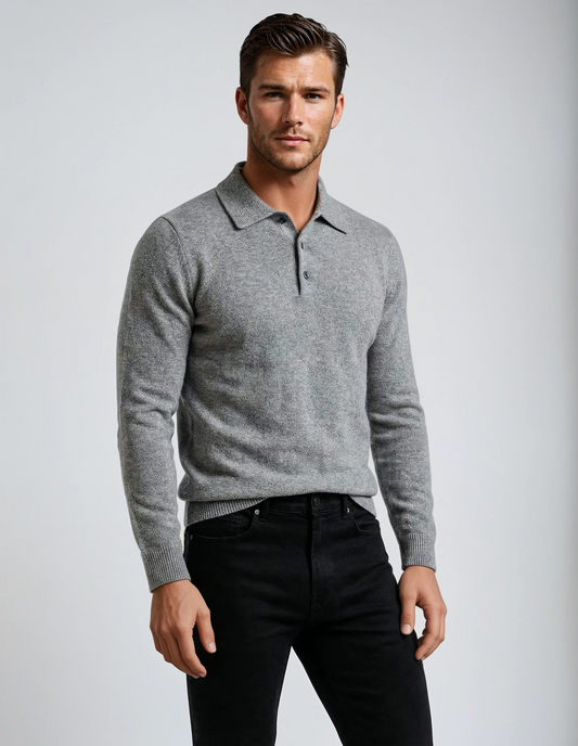 Men's Cashmere Long sleeve Polo